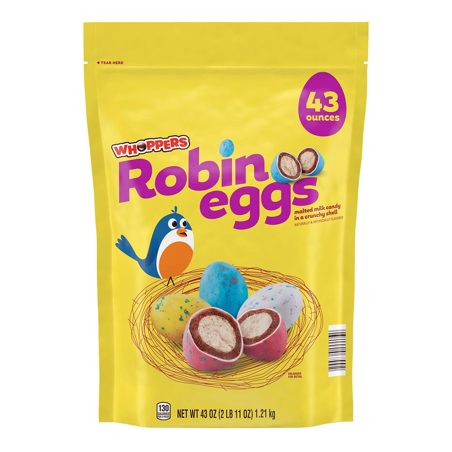 Whoppers Robin Eggs Malted Milk Treats Easter Candy Bulk Bag (43 Ounce)