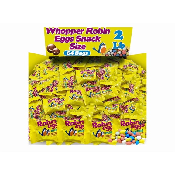 Whoppers Robin Eggs Milk Chocolate Malted Balls with Pastel Candy Shells, Bulk 64 Count, 2 Lbs