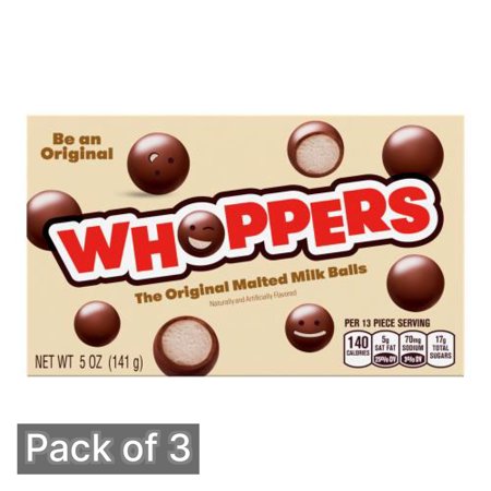 Whoppers Original Malted Milk Balls 5 oz Box (Pack of 3)