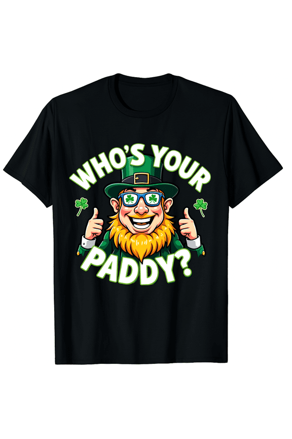 Whos Your Paddy Funny Pun Men Women Short Sleeve Graphic T-Shirt, St Patricks Day Humor Top