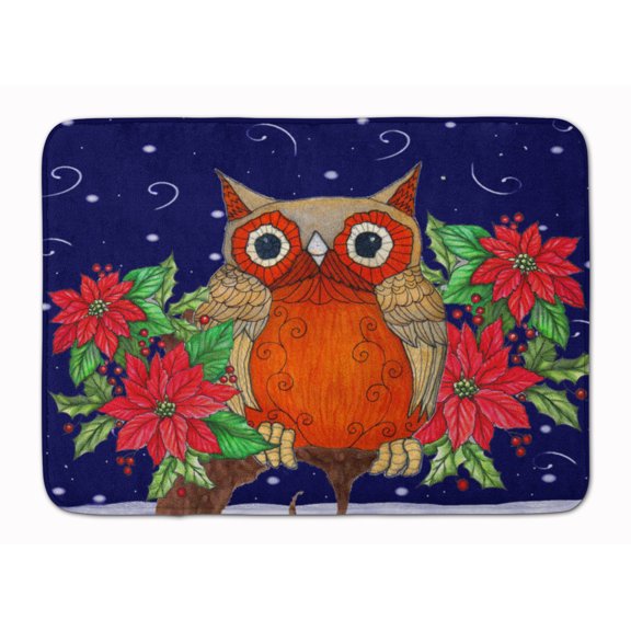 Whose Happy Holidays Owl Machine Washable Memory Foam Mat