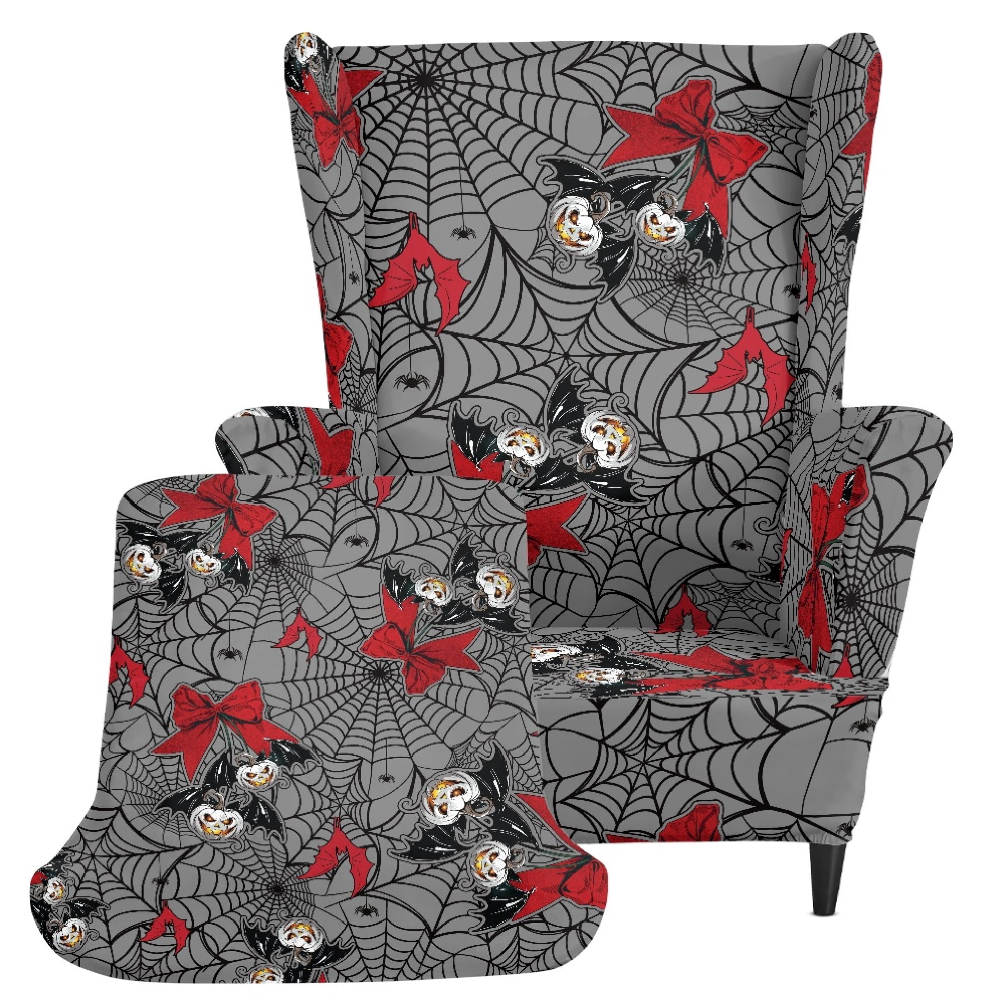 Sneaker Pattern Bottom Whosucclay 2 Piece Stretchable Wingback Chair Cover, Halloween Spooky ...