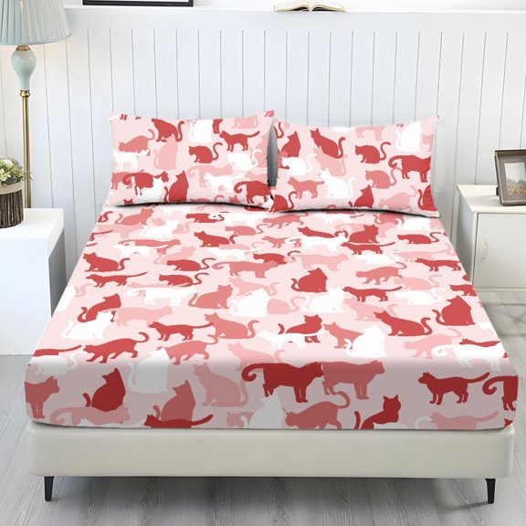 Whosucclay 3 Piece Fitted Bedding Set, Cozy All Around Elastic Fitted Sheet Set with Fitted Sheet & 2 Pillowcases, No Flat Sheet Included, Soft Touch Bed Linen, Full Size