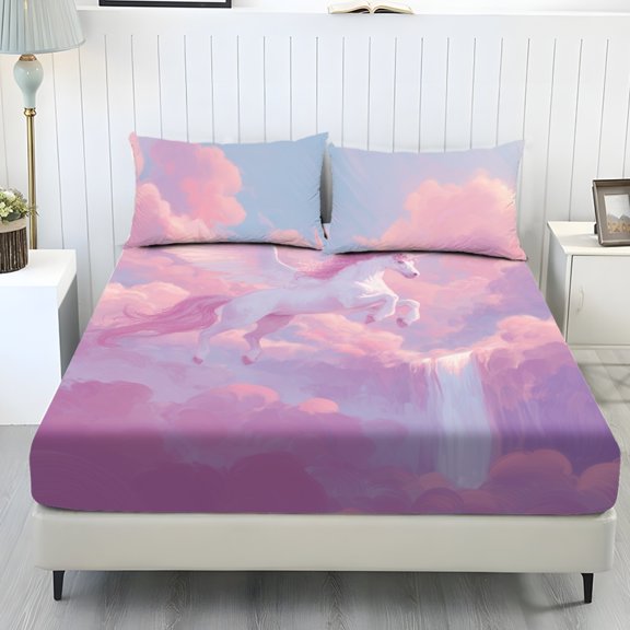 Whosucclay 3 Piece Fitted Bedding Set with Cozy Soft Touch, Fitted Sheet & 2 Pillowcases, No Flat Sheet Included Fitted Sheet Set for Bedroom Home Decor, Twin Size