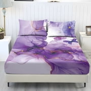 Whosucclay 3 Piece Fitted Set for Teens Women, Fitted Sheet & 2 Pillowcases, No Flat Sheet Included Stain Resistant Deep Pocket Fit Bedding Set for Bedroom, Full Size