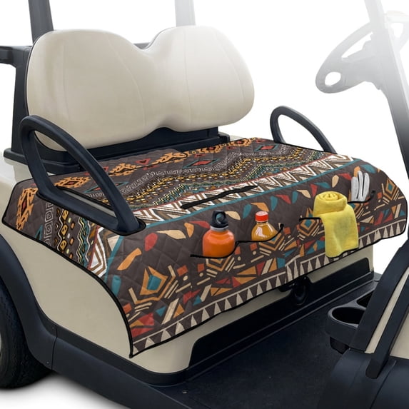 Whosucclay 4 Convenient Pockets for Club Car 2 Seats Golf Cart, Dust Protection Folding Golf Cart Seat Covers, Geometric Design