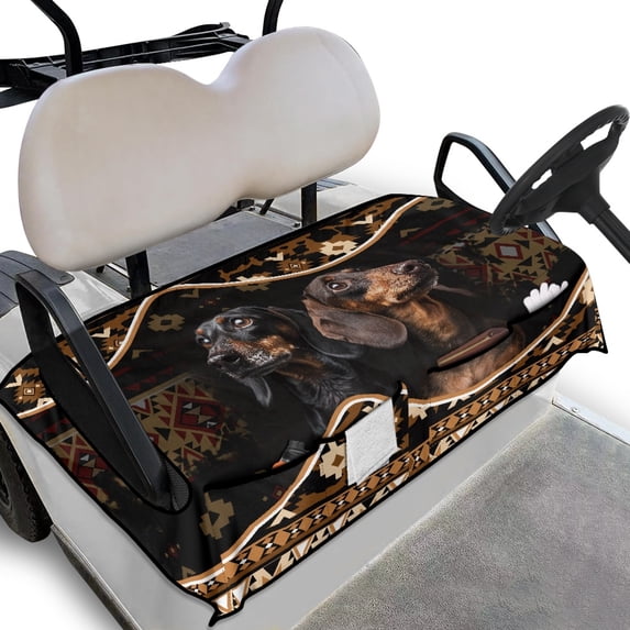 Whosucclay 4 Pockets Golf Cart Seat Cover for All-Season Use All-Weather Use, Breathable 4 Storage Pockets Golf Cart Seat Cover Blanket Towel Accessories, Dog