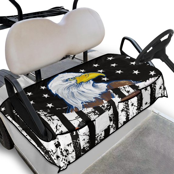 Whosucclay 4 Pockets Towel Seat Cover for All-Season Use Winter, Breathable Durable Golfcart Cushion Cover, Patriotic Eagle Print