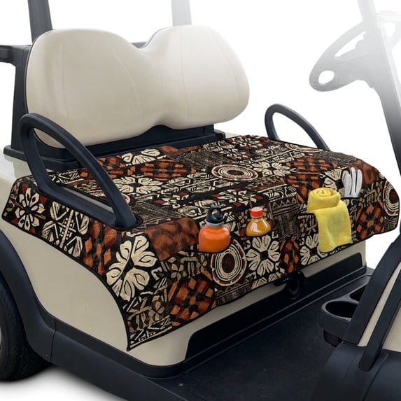 Whosucclay Abstract Floral Patchwork Quilted Seat Covers, All-Weather Protection Seat Blanket 4 Storage Pockets Accessories for Club Car EZGO