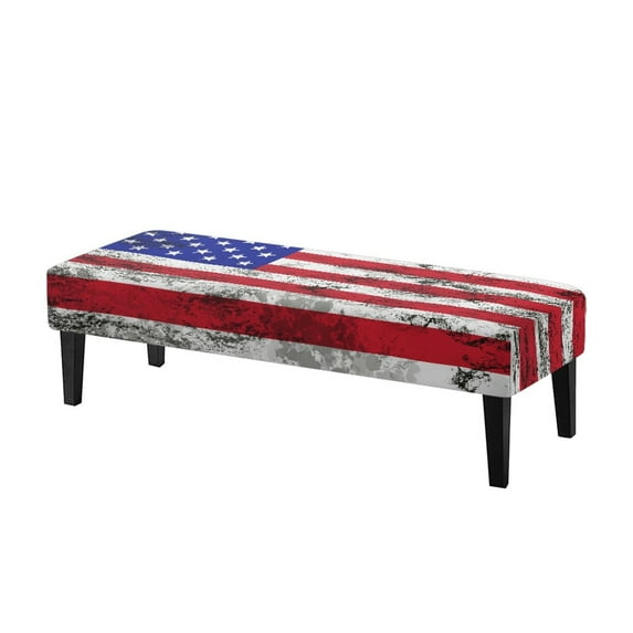 Whosucclay American Flag Print Dining Room Bench Covers Non-Slip Bench Chair Slipcovers 4th of July Dust Proof Bench Seat Cushion Slipcovers Removable Bench Protectors for Wedding, Hotel, Party