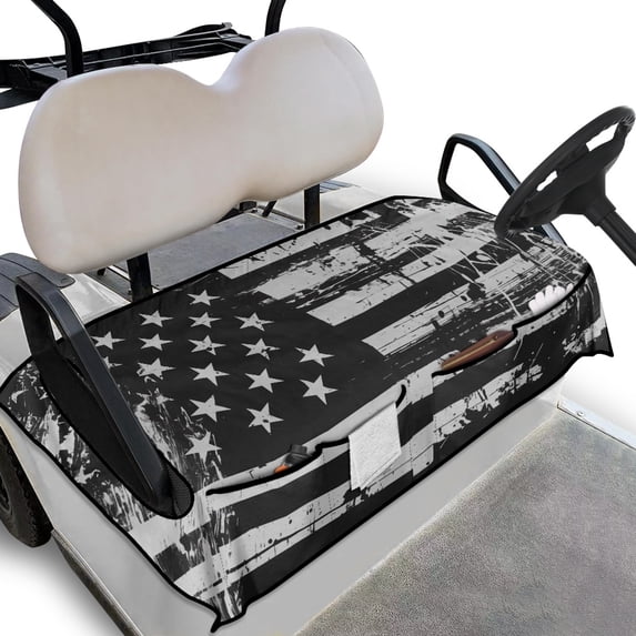Whosucclay American Flag Print Golf Cart Seat Protector, Storage Pockets Golf Cart Seat Cover 4 Front Pockets Golf Cart Seat Towel Blanket Cover for Most 2 Seats