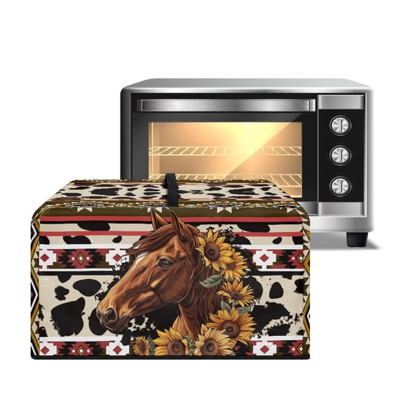 Whosucclay Aztec Tribe Geometric Horse Sunflower Cow Print Microwave Oven Grill Cover Protector Protective Microwave Universal Oven Dust Cover Oil-Proof Scratch Resistant Machine Protector-S