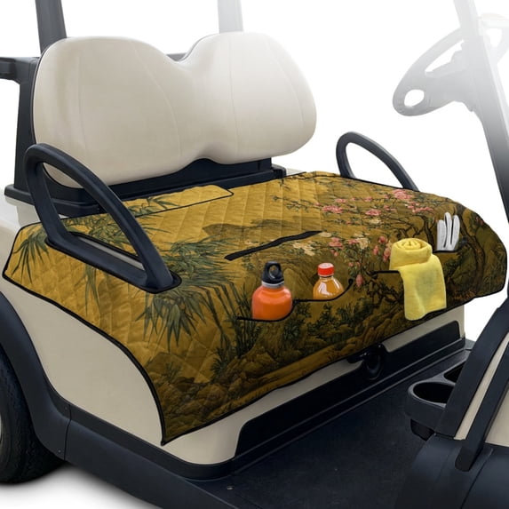 Whosucclay Bamboo Blossom Landscape Club Car Seat Cover Protector, 4 Convenient Pockets Golf Cart Seat Towel Blanket Covers for Ds Precedent Tempo EZGO Yamaha Carts