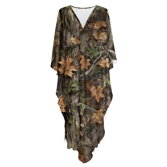 Whosucclay Bathing Suit Cover Up for Women Skin-Friendly Kaftan Dress Kimono Style Maxi Batwing Sleeve Hawaiian Moo Moo Dress with High-Slit