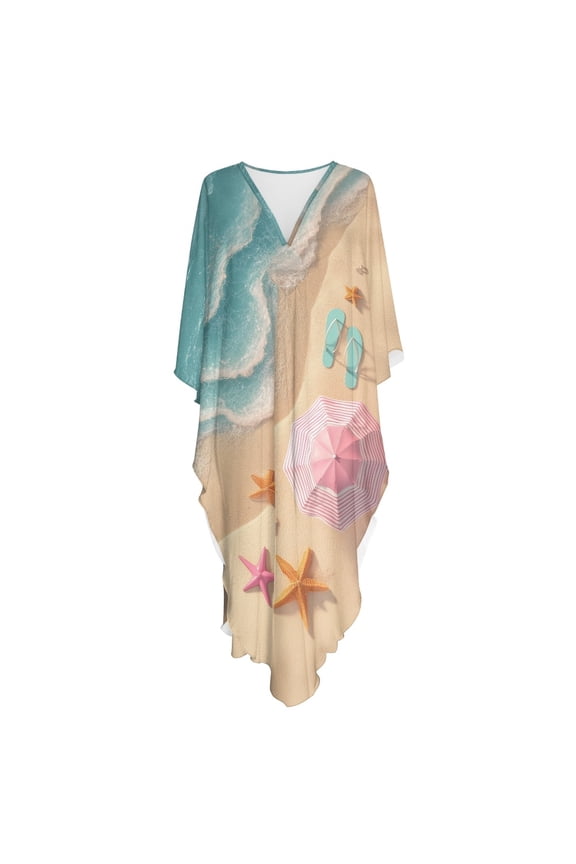 Beach Cover Up for Women Breathable Maxi Dress Long Skin-Friendly Hawaiian Breathable Fabric Moo Moo Dress with Side Slits