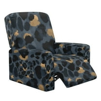 Whosucclay Black Golden Leopard Print Recliner Covers 4 Pieces Stretch Recliner Chair Covers with Elastic Band Durable Recliner Sofa Slipcovers Washable Furniture Protector for Living Room