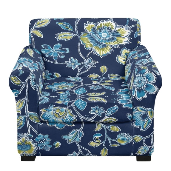 Whosucclay Blue Floral Print Armchair Sofa Cover 2 Pcs Couch Sofa ...