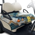 thumbnail image 1 of Whosucclay Blue Gold Abstract Swirl Print Golf Cart Seat Blanket, 4 Storage Pockets Golf Cart Bench Seat Covers for Ezgo TXT RXV 2 Passenger Golf Carts Club Car, 1 of 9