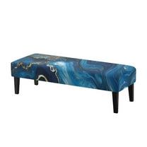 Whosucclay Blue Golden Marble Print Stretch Dining Bench Cover, Removable Bench Seat Protector Breathable Bench Slipcover Kitchen Rectangle Bench Cover for Dining Room, Living Room