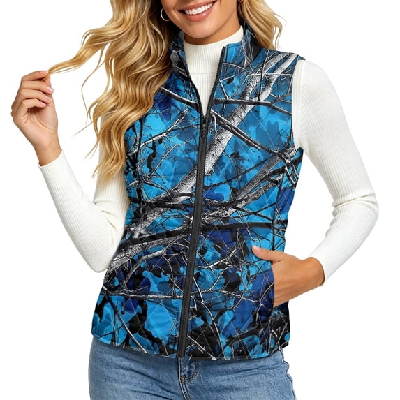 Whosucclay Blue Tree Camo Pattern Lightweight Quilted jacket vest for ...
