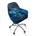 thumbnail image 1 of Whosucclay Blue Turtle Hibiscus Galaxy Print Curved Back Dining Chair Covers with Arms Easy to Install Bar Stool Covers with Armrest Reusable Accent Vanity Chair Slipcover with Elastic Bottom, 1 of 7
