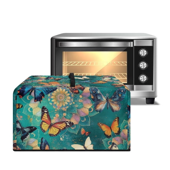 Whosucclay Boho Mandala Butterfly Print Microwave Cover with Top Handle Oil-Proof Microwave Breathable Oven Dust Protector Scratch Resistant Decorative Dust Proof Cover-S