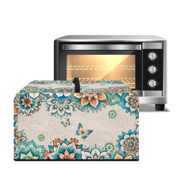 Whosucclay Boho Mandala Butterfly Print Microwave Oven Universal Dust Cover Easy to Clean Microwave Oven Covers Anti-Oil-Staining Microwave Dust Cover Protector with Handle-L