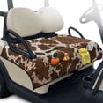 thumbnail image 1 of Whosucclay Brown Cow Print Pattern Foldable Golf Cart Seat Covers, 4 Convenient Pockets for Club Car EZGO Yamaha 2 Person Carts Portable, 1 of 9