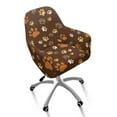 thumbnail image 1 of Whosucclay Brown Dog Paw Print Curved Back Chair Covers with Arms Anti-Slip Curved Back Bar Stool Slipcovers with Arms Elastic Dining Chair Covers for Bedroom, Dining Room, Hotel, 1 of 7