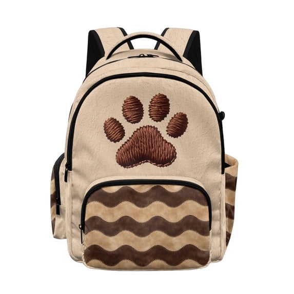 Whosucclay Brown Wavy Stripe Pattern 17 Inch Kids Backpack, Backpack for Boys Girls, Large Capacity Adjustable Straps School Bag for High School Middle School