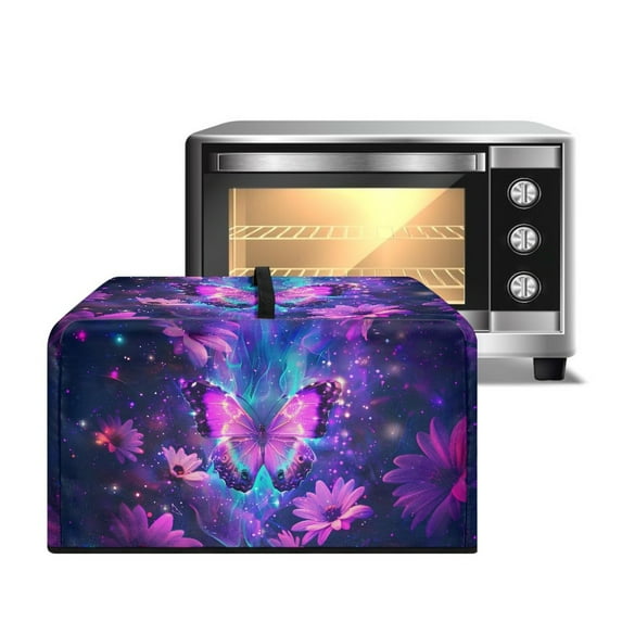 Whosucclay Butterfly Daisy Galaxy Print Microwave Dust Cover Oil-Proof Countertop Convection Oven Cover Protective Smart Oven Protector for Kitchen Decor 18.25" x 14.5" x 11"inches-S