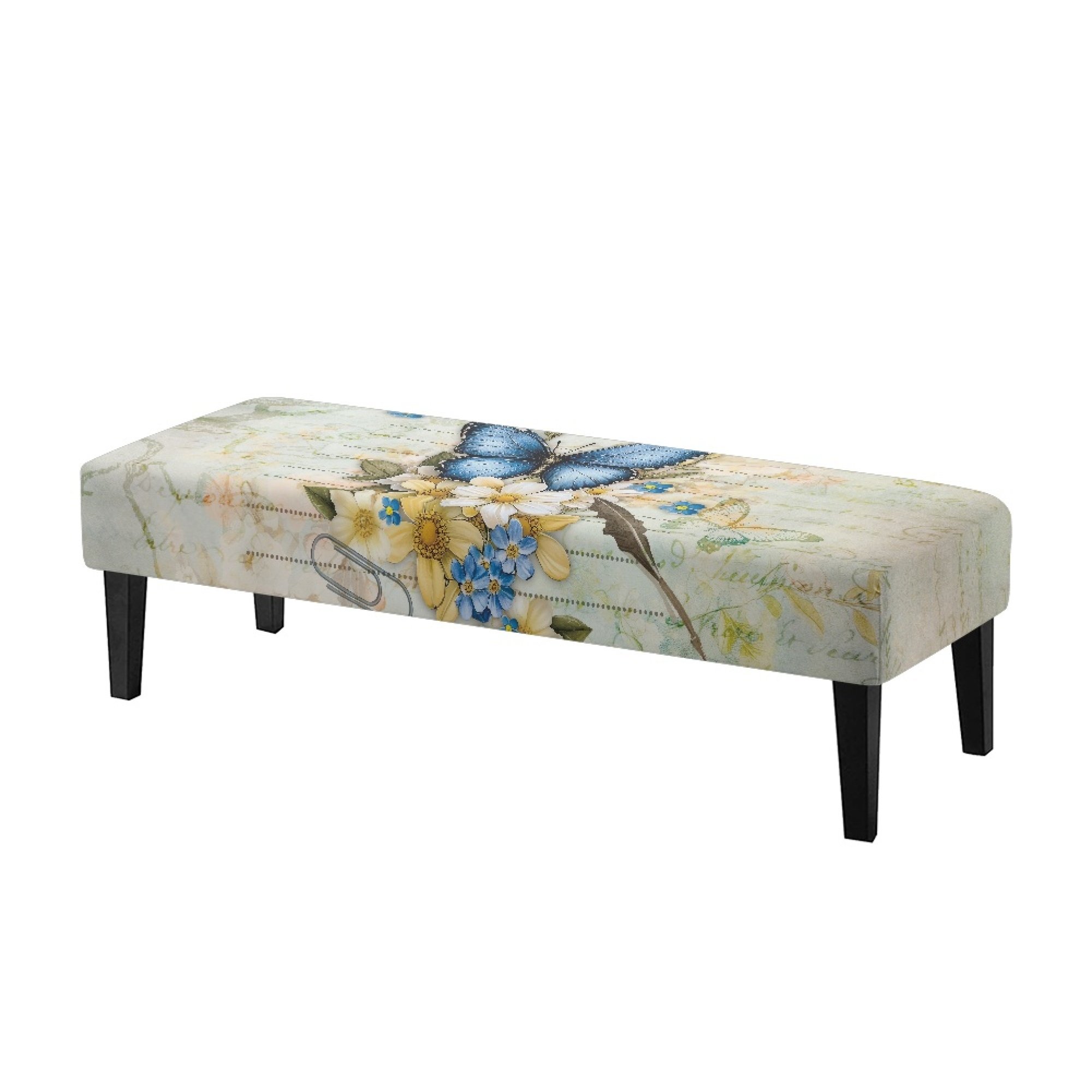 Whosucclay Butterfly Daisy Letter Print Dining Room Bench Covers ...