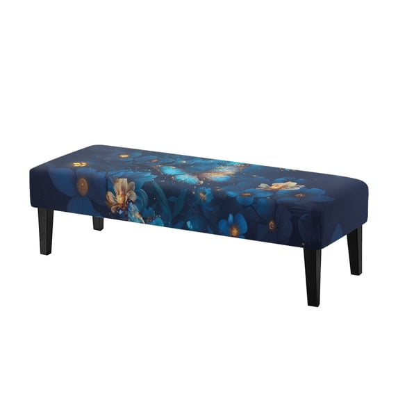 Whosucclay Butterfly Flower Galaxy Print Dining Bench Slipcover Dining Bench Cover Stretch Removable Slipcover for Living Room, Bedroom, Kitchen - Rectangle Bench Seat Protector Cover