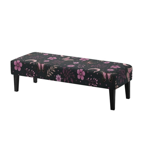 Whosucclay Butterfly Flower Moon Star Print Dining Bench Slipcovers Stretch Bench Protector Kitchen Rectangle Bench Covers for Dining Room, Living Room, Bedroom Washable Bench Chair Slipcovers