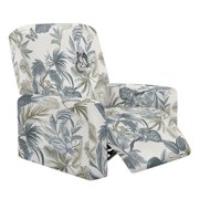 Whosucclay Butterfly Leaf Print Recliner Chair Covers 4 Pieces Lazy Boy Recliner Covers Stretch Reclining Chair Cover Washable Furniture Protector Cover with Elastic Band