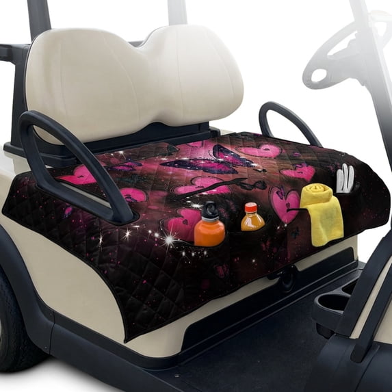 Whosucclay Butterfly Love Club Car Seat Cover Protector Folding Golf Cart Seat Covers, 4 Pockets Golf Cart Seat Cushion Cover for Club Cars 2-Person Seats Golf Carts