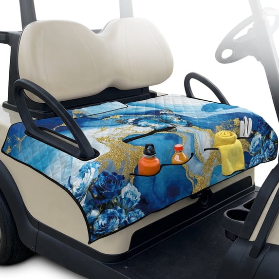 Whosucclay Butterfly Marble Pattern Golf Cart Towel Seat Covers Non Slip Golf Cart Seat Cushion Covers, Foldable Quilted for EZGO 2 Seats Golf Cart Club Car