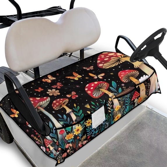 Whosucclay Butterfly Mushroom Golf Cart Seat Cover Blanket Towel Accessories, Elastic Breathable Towel Blanket Cover for Club Car EZGO Yamaha, 52.36 x 32.28 inch