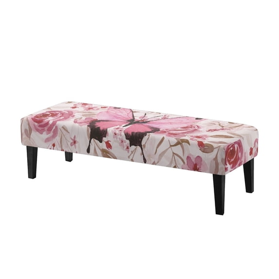 Whosucclay Butterfly Rose Print Dining Bench Slipcover Rectangle Bench Cover for Dining Room, Living Room, Bedroom, Kitchen Waterproof Benches Seat Covers Universal Bench Protectors
