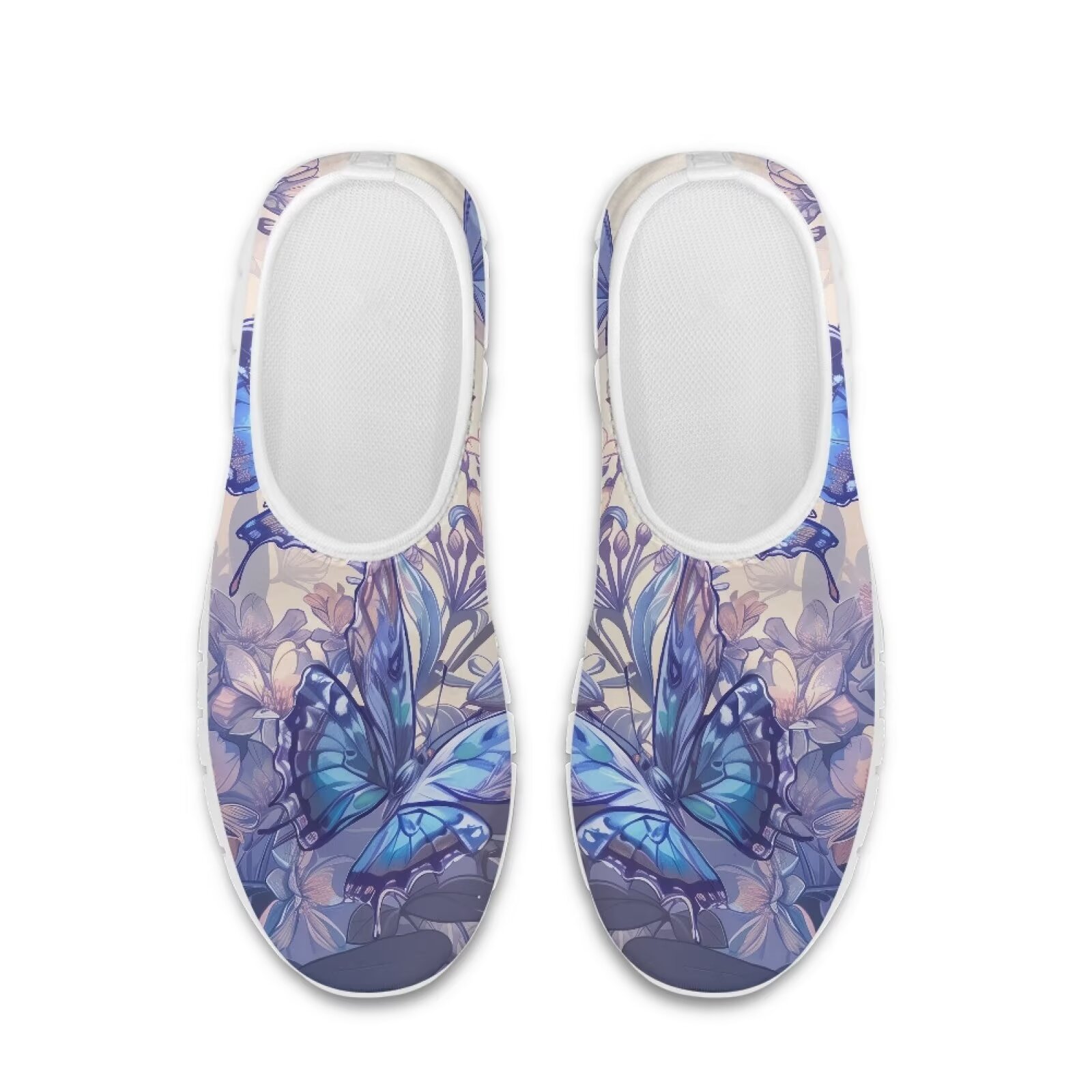 Striped Butterfly Print Women's Slip On Sneakers
