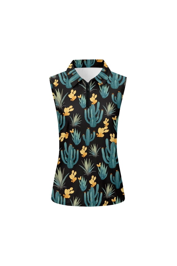 Cactus Women's Sleeveless Golf Shirts for Womens Breathable 1/4 Zipper Casual Ladies Golf Shirts XS - 2XL