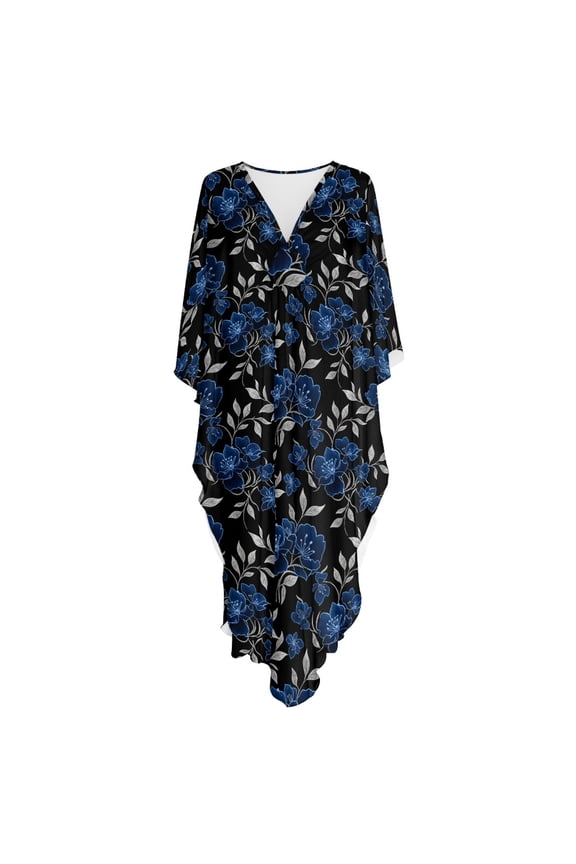 Caftan Dress for Women Soft Kaftan Swimsuit Cover Up Batwing Sleeve Hawaiian Kimono Style Breathable Moo Moo Dress with Side Slits