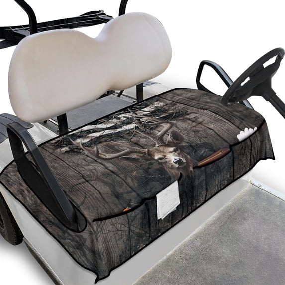 Whosucclay Camouflage Deer Golf Cart Seat Cover, Breathable Wear-Resistant Protector for Most 2-Seat Golf Carts Durable Golf Cart Seat Cover Blanket, 52.36"x 32.28"