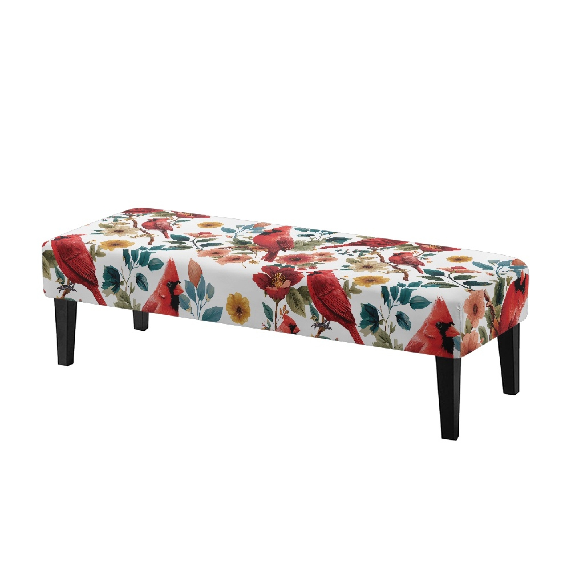 Whosucclay Cardinal Daisy Flower Print Dining Bench Slipcover Rectangle ...
