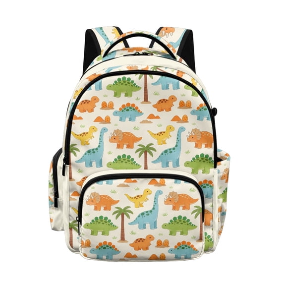 Whosucclay Cartoon Dinosaur Design Student Daypack with Lightweight Multi-Pockets Rucksack, Adjustable Straps Satchel Stylish 17 Inches School Bag for Travel