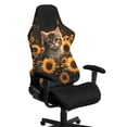 thumbnail image 1 of Whosucclay Cat Sunflower Print Gaming Chair Slipcover with Armrest Covers Universal Easy to Install Stretch Seat Chairs Cover for Computer Reclining Racing Gamer Chair Protector, 1 of 8