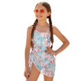 thumbnail image 1 of Whosucclay Cherry Blossom Girls One Piece Swimsuits, Polyester Material Adjustable Strap Quick Dry Girls One Piece Bathing Suit with Mesh Cover Up for Swimwear, 13-14 Years Old, 1 of 10