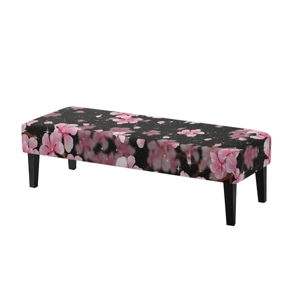Whosucclay Cherry Blossom Stars Print Dining Bench Cover Removable Bench Slipcover Stretch Bench Seat Furniture Protector Universal Dining Chair Slipcovers for Living Room and Kitchen
