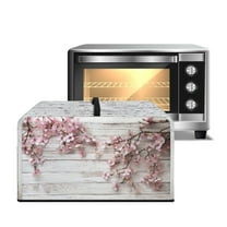 Whosucclay Cherry Blossom Wood Print Microwave Oven Cover Dust Oil Proof Machine Protector Waterproof Decorative Kitchen Appliance Cover 18.25" x 14.5" x 11"inches-S