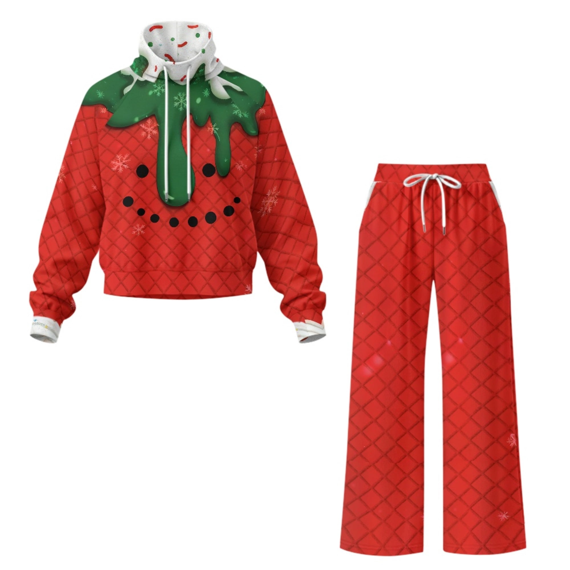 Whosucclay Christmas Dripping Snowflake Lounge Set Wide Leg Ladies ...